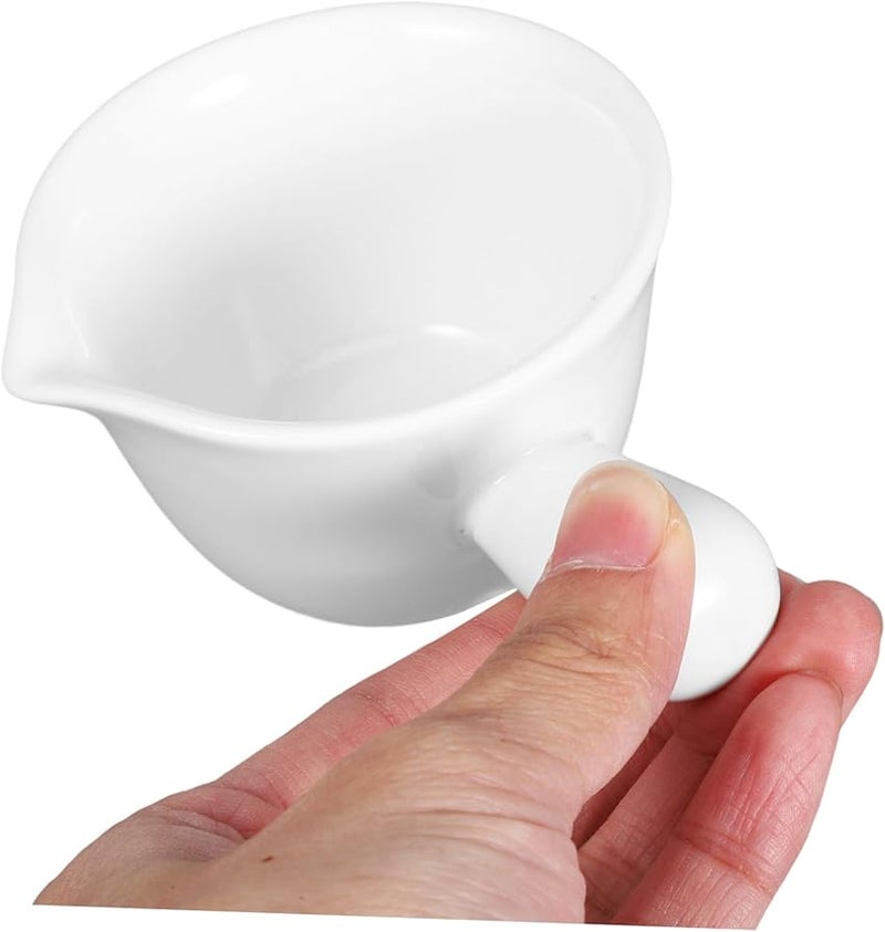 White Ceramic Sauce Bowl with Handle Dipping Dish for Condiments Easy to Clean - Image 4